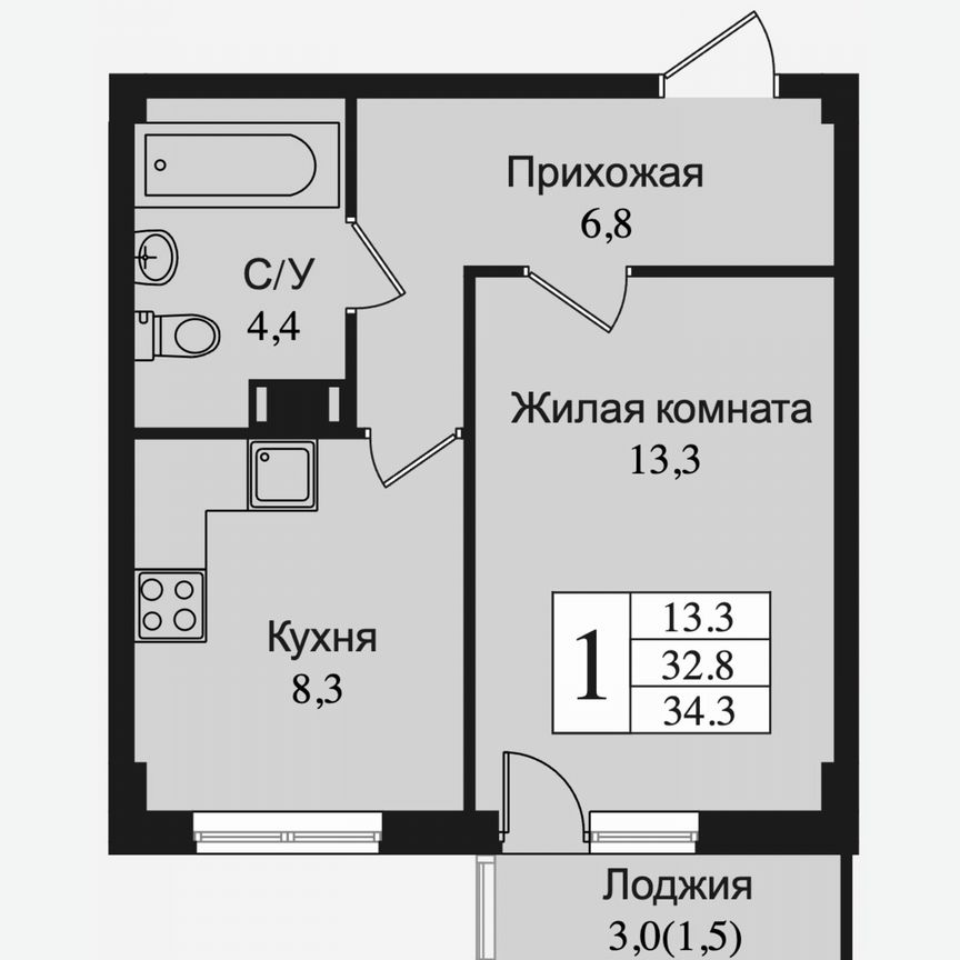 1-к. квартира, 35,9 м², 13/15 эт.