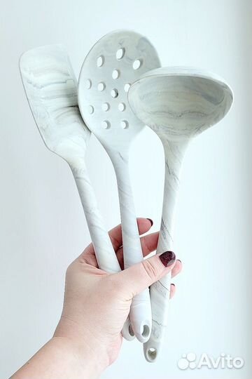 Кухонная утварь половник, шумовка, лопатка силикон