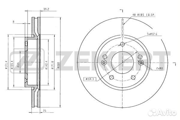 Диск тормозной передний Ceed/Cerato/Soul/Venga/i30