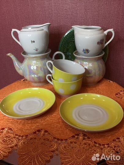 Предметы фарфор СССР чайные пары Рига ,молочники