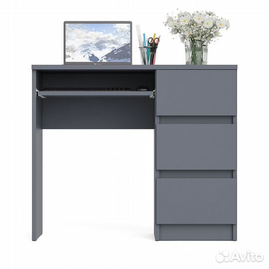 Стол компьютерный три ящика Мори мс-6 правый цвет графит, шхгхв 90х50х76,6 см, ящики справа, не унив