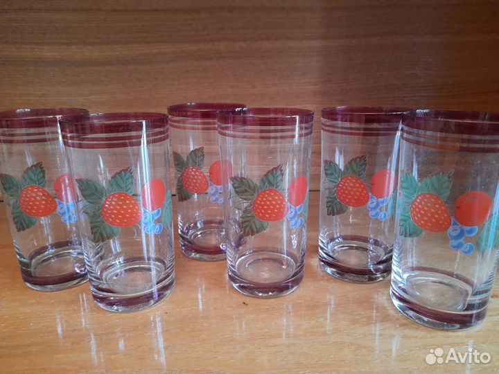 Стаканы стекло с рисунком. СССР. Винтаж