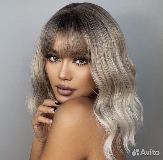 Парик каре блонд волны омбре
