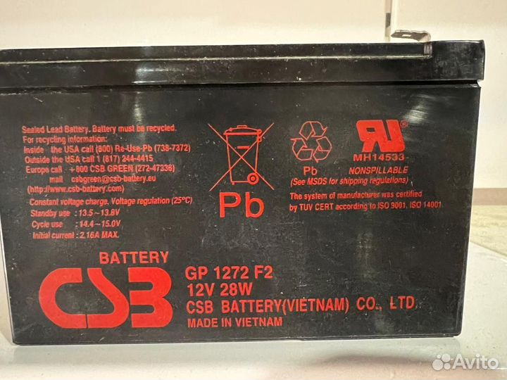 Аккумуляторная батарея для ибп CSB HR1224W F2F1