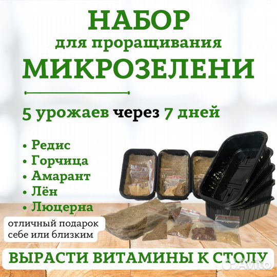Набор для проращивания микрозелени 5 культур
