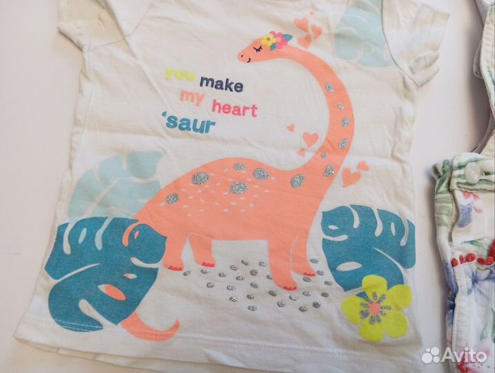 Carters комплект для девочки шорты и футболка