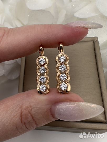 Классные серьги под бриллианты золото медицинское