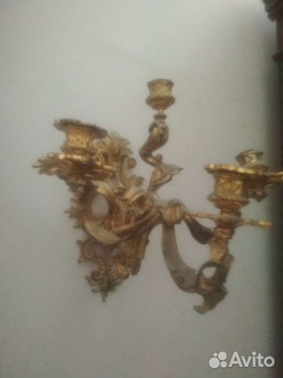Старинный бронзовый подсвечник