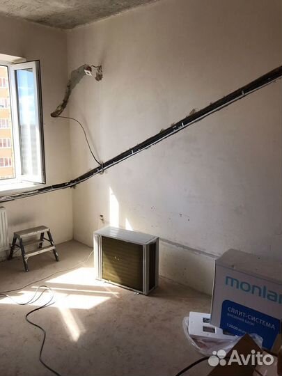 Установка сплит систем, монтаж, закладка трассы