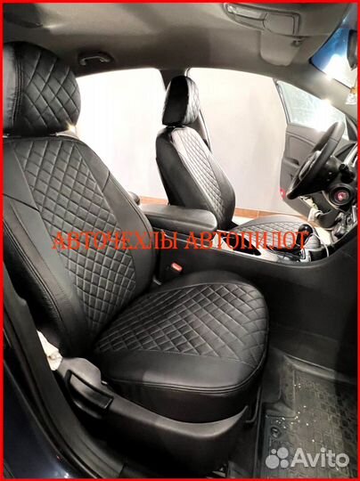 Чехлы Автопилот Kia Optima из экокожи чёрные Ромб