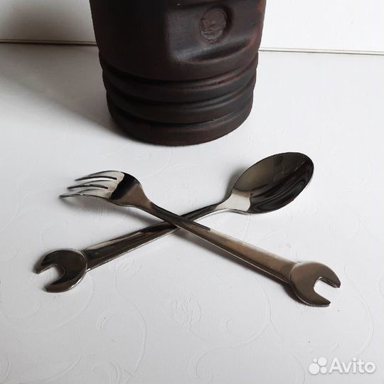 Вилка и Чайная ложка сувенир мотоцикл
