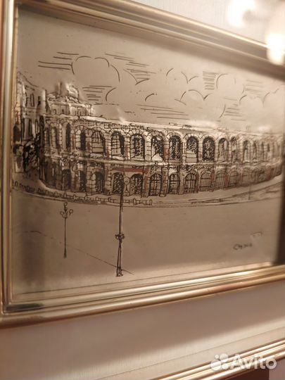 Офорт Верона Италия серебро