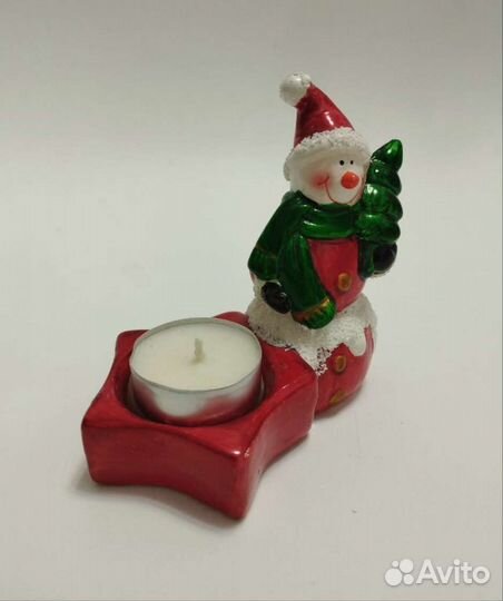 Подсвечник сувенир снеговик с елкой