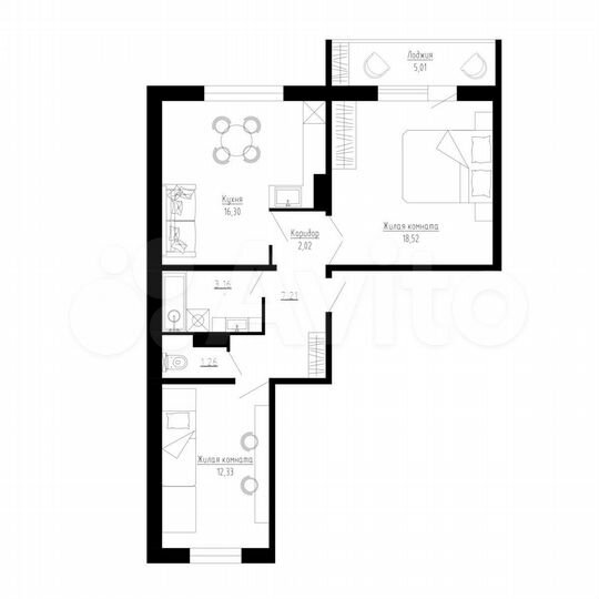 2-к. квартира, 68,2 м², 7/10 эт.