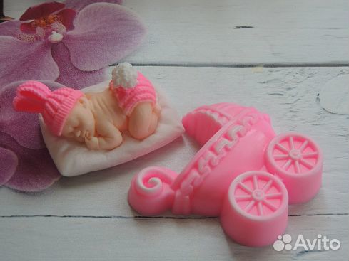 Силиконовая форма для мыла Малыш на подушке