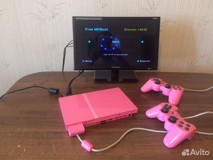 PS2 PlayStation 2 Pink 16 GB 7 игр+NES/snes/sega