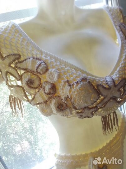 Вязаный раздельный купальник 44р