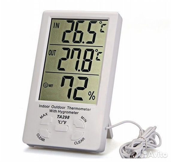 Метеостанция термометр, гигрометр, часы TA308