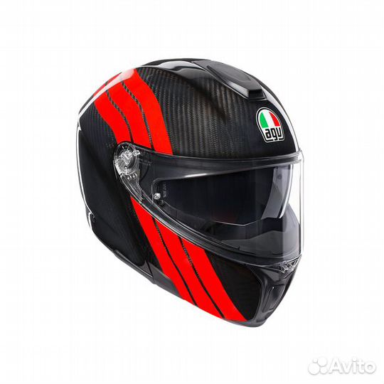 Шлем AGV sportmodular multi - stripes carbon/RED S