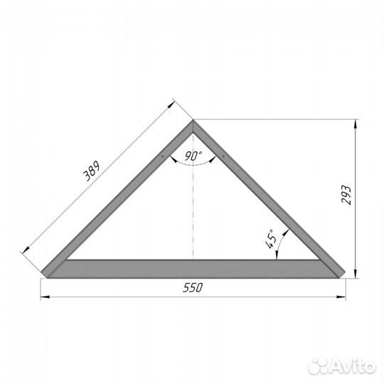Подстолье опора для стола 820 550 50х25 треугольное металлическое барное черное Лофт