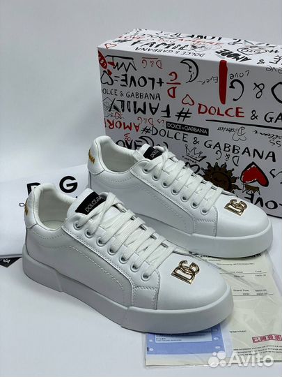 Кеды белые Dolce Gabbana кожа 35-39