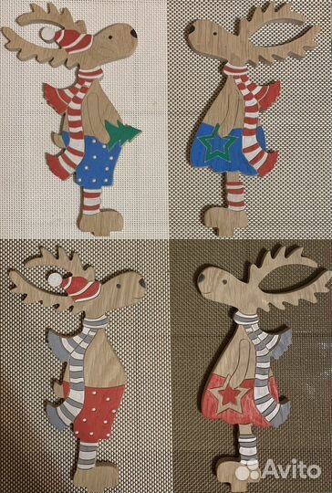 Елочные игрушки деревянные олени