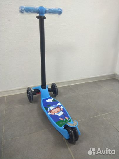 Детский самокат Maxi print Scooter,голубой