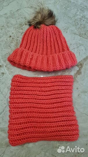 Комплект шапка, шарф, варежки