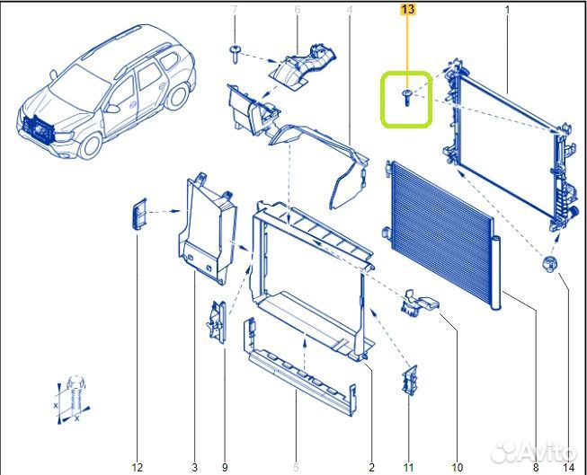 Кронштейн крепления радиатора Renault Duster