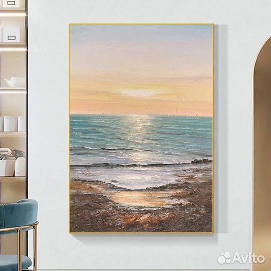 Большая картина Закат в море Картина на холсте