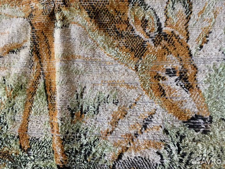 Ковер с оленями германия хлопок плюш велюр винтаж