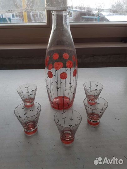 Графин со стопками советский стеклянный