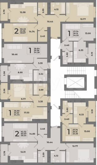 2-к. квартира, 62,3 м², 6/10 эт.
