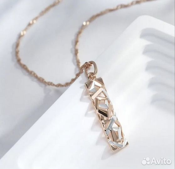 Комплект серьги и кулон (подвеска) позолота 585RG