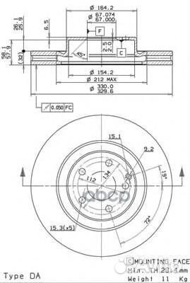Диск тормозной MB W211/C219 04- 2.8-5.0 перед.в
