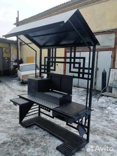 Мангал с печью под казан и крышей на заказ