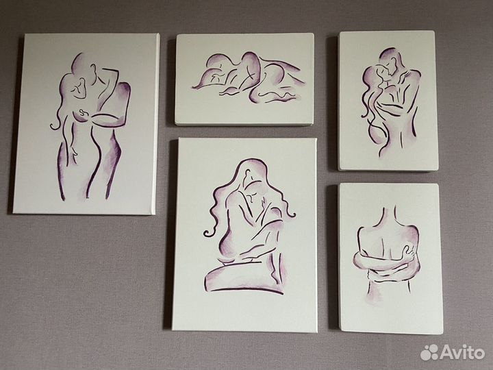 Картина в спальню на холсте акрилом диптих