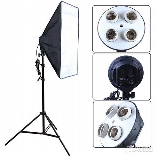 Софтбокс + 4 профессиональные лампы + Сумка