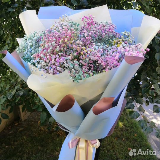 Белая Гипсофила в Букете. Доставка/Самовывоз