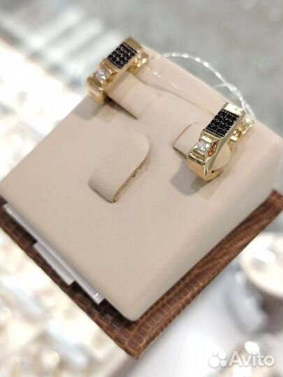 Серьги с черными бриллиантами, бриллиантами 4,88г