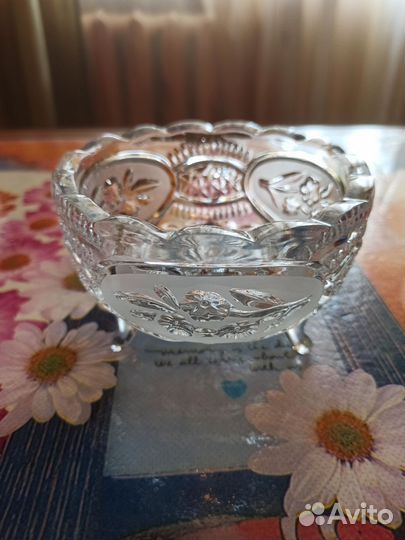 Хрустальная ваза - конфетница. винтаж