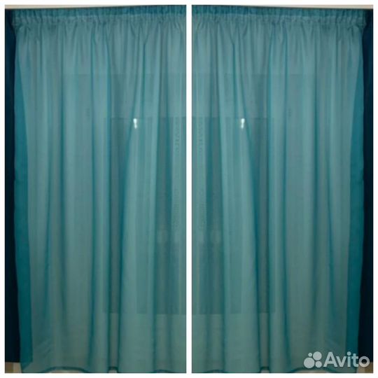 Шторы новые,короткие, цвет бирюза, морская волна
