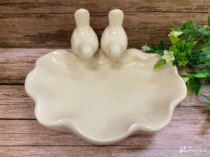 Поилка для птиц садовая, 26х21см, керамика