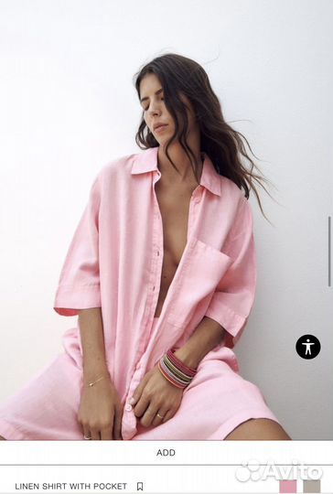 Рубашка женская лен Zara