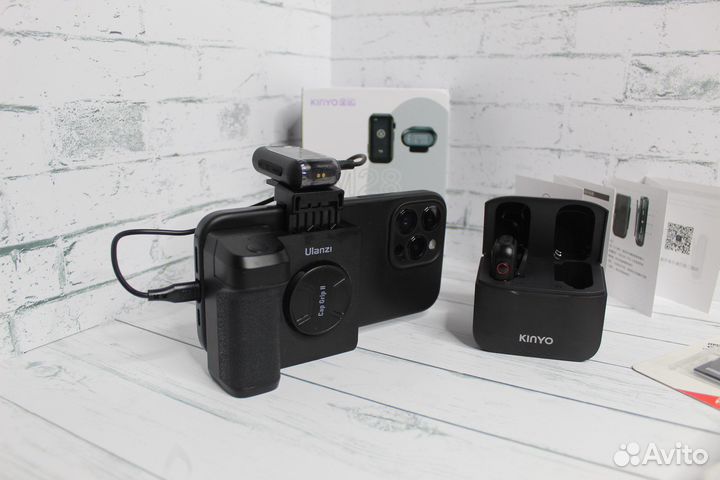 Петличный беспроводной микрофон +запись micro sd