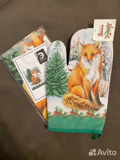 Полотенце и варежка - прихватка Лиса