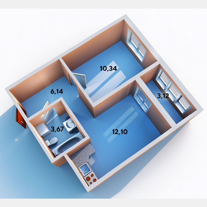 1-к. квартира, 32,3 м², 6/12 эт.