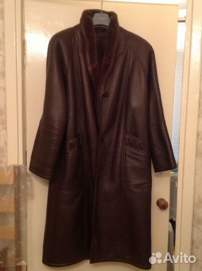 Дубленка мужская темно-коричневая (обливная)