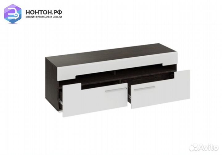 Тв-тумба Фьюжн белый глянец / венге линум