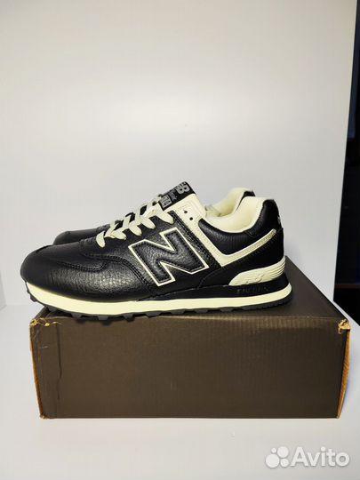 Кроссовки мужские New Balance 574 черные кожаные